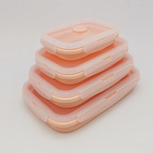Hot Selling 350ml, 550ml, 800ml, 1200ml Silicone Bento Lunch Box Portable Kids Silicone Food Storage Container